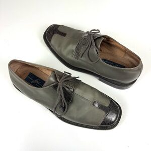 Giorgio Brutini Men's 9 M Oxford Shoes Two-Tone Gray Crocodile Embossed Leather